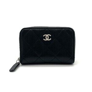 Chanel Caviar Skin Coin Case, Black, Coco Mark AP0216 CHANEL